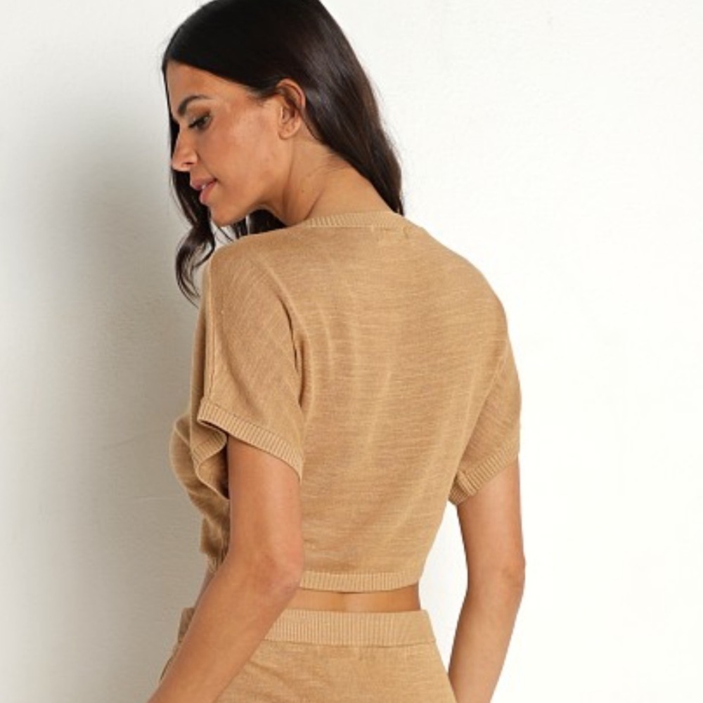 L*Space “Riley” Cropped Sweater Knit Top in Toffee Size XS New Without Tags! - Picture 7 of 11